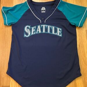 Seattle Mariners Majestic Blue and Green Baseball Jersey